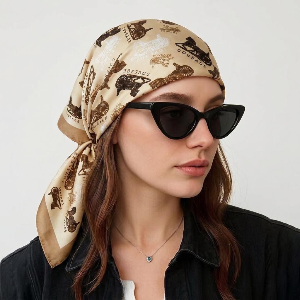 Scarf Woman Hijab Square Headscarf Bandana Handkerchief Silk Scarves Woman Fashion Windproof Shawl Wraps Turban Headband