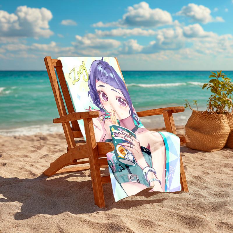 1pc KPop Demon Hunters ZOEY5 Beach Towel, Comfortable and Thick, and Swimming/Bath/Picnic/Camping Towel, Suitable for Seaside Beaches
