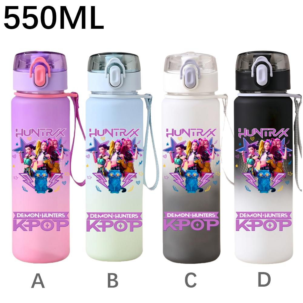 550ML KPop Demon Hunters Cartoon Print Sport Water Bottle Leak Proof Water Cup Outdoor Sports Drinking Bottle Birthday Gifts