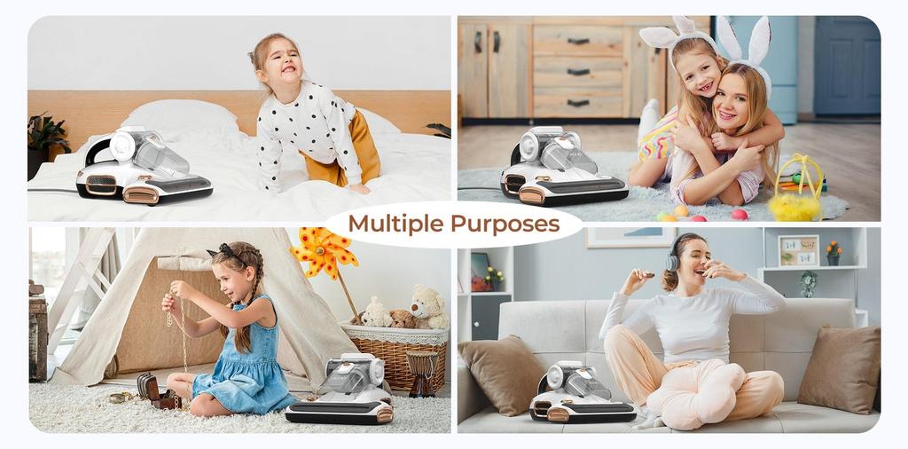 JIGOO T600 Пылесос для матраса-кровати с двойной чашкой - удаление пылевых клещей на 99,99% с системой диффузии аромата