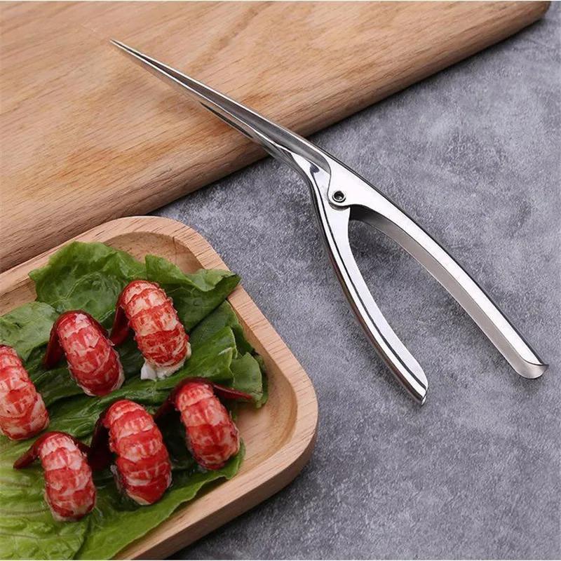 Premium Stainless Steel Shrimp Peeler Prawn Shrimp Fishing Knife Lobster Shell Remover Peel Device Kitchen Seafood Tools