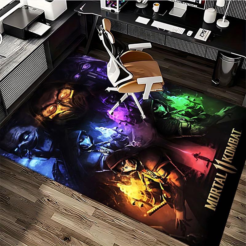 1pc Mortal Kombat Scorpion Sub-Zero Smoke Raiden Office Chair Mat - Anime Cartoon Design, Non-Slip Carpet for Home Decor, Suitable for All Seasons.Y05