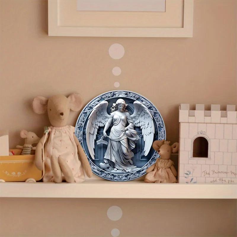 Деревянный знак «Венок ангела», настенный декор, домашний декор, комната, фермерский дом, крыльцо, декор спальни, праздничный подарок, металлический настенный декор, простая и стильная дверь туалета