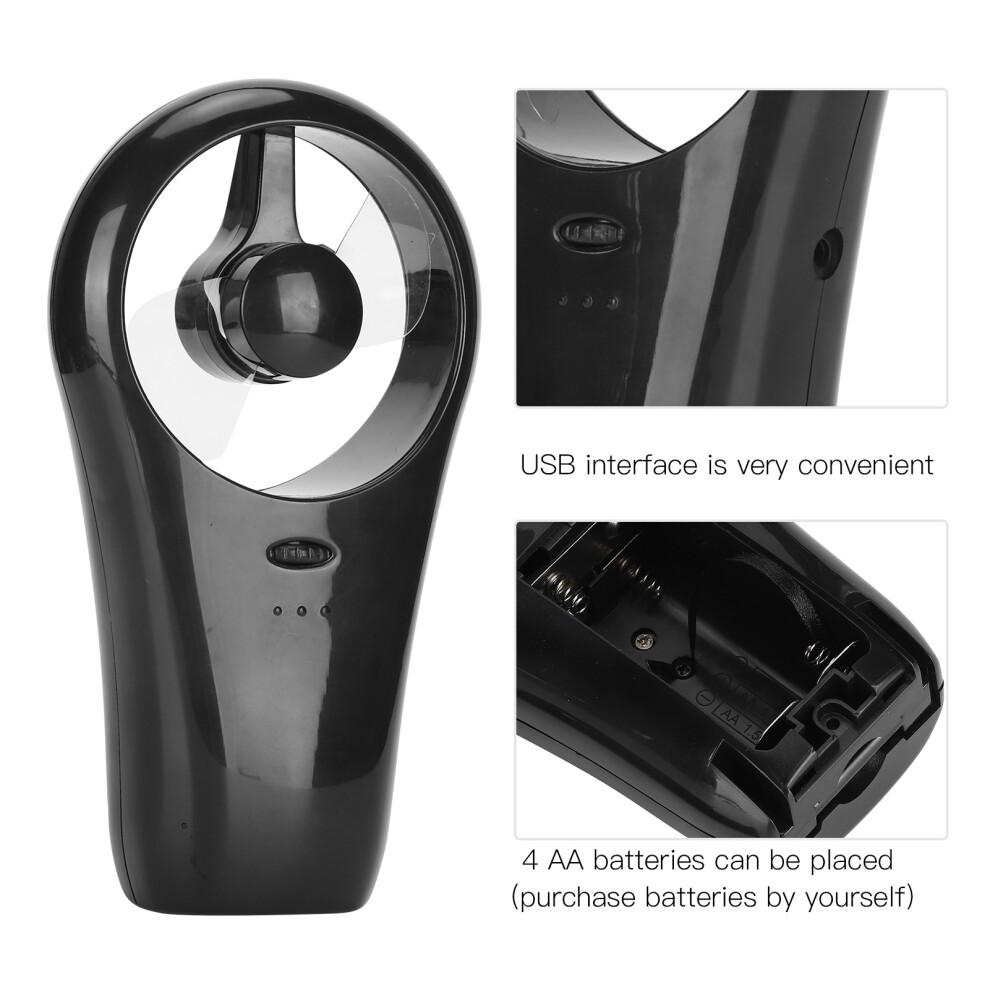 Mini Handheld Fan Portable 16x8.8x3.5cm USB Battery Noiseless Black