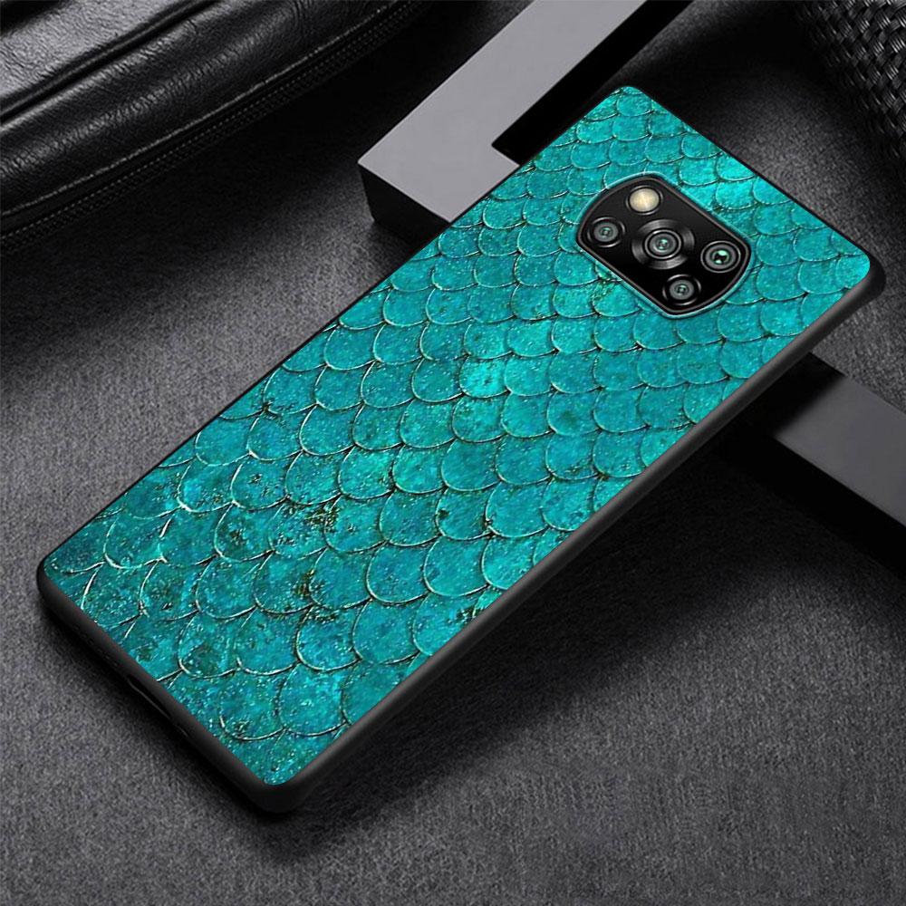 Mermaid Cool Case for Xiaomi Poco X3 NFC X5 F4 F3 M4 Pro X4 GT M5s M5 Pocophone F1 M3 Black TPU Phone Cover Shell