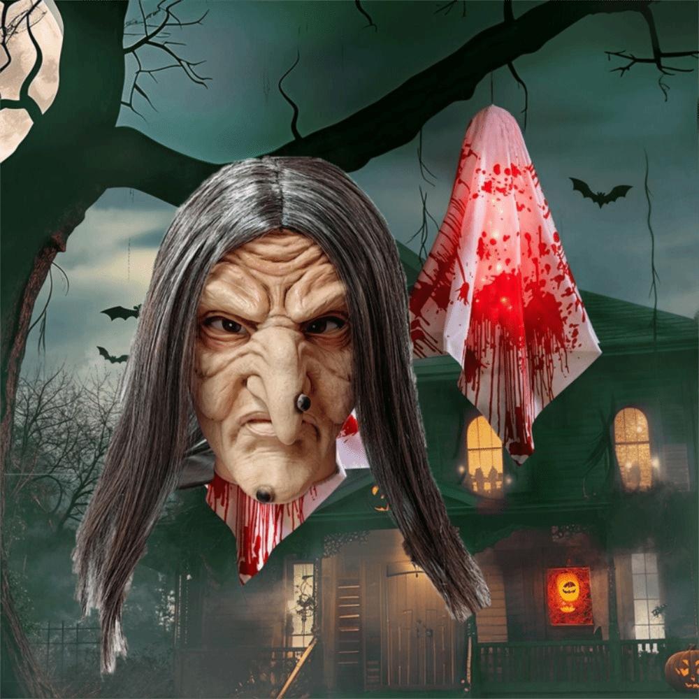 Многоразовый головной убор ведьмы на Хэллоуин из латекса, головной убор для косплея старушек, маска для лица бабушки, наряд