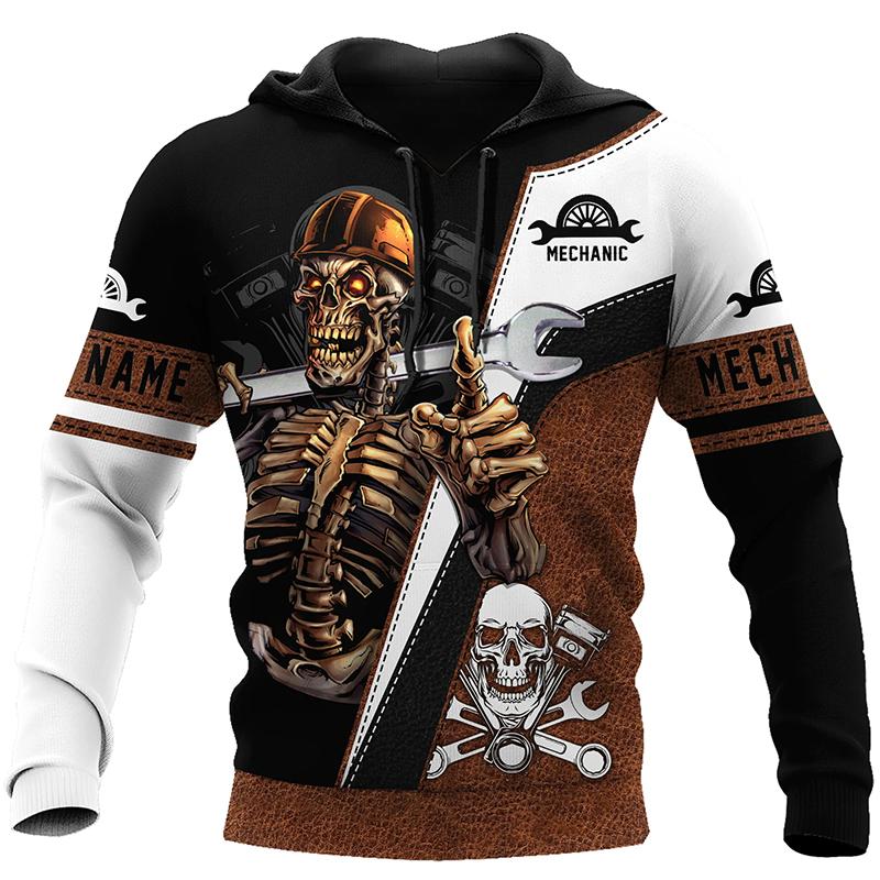 Мужская осенняя мужская одежда, толстовка с капюшоном с рисунком черепа ужасов, уличная одежда с 3d принтом, пуловер в стиле Харадзюку, спортивная одежда в стиле хип-хоп