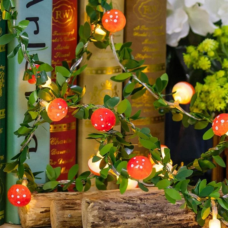 10 светодиодов Светодиодная гирлянда 150 см Сказочные огни Домашнее украшение для вечеринки Гриб Водонепроницаемый Теплый белый Работает от батареек Гирлянда