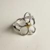 BF CLUB 925 Sterling Rings for Women Simple Geometric Handmade Irregular Retro Gold Hollow Flower Ring Allergy For Birthday Gift
