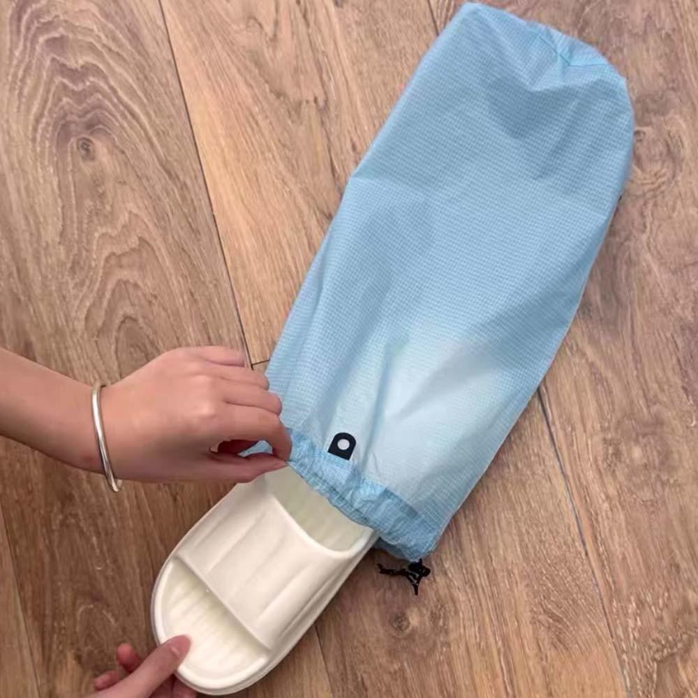 Silicon Coated Nylon Drawstring Shoes Bag Solid Color Umbrella Organizers Pouch Camping