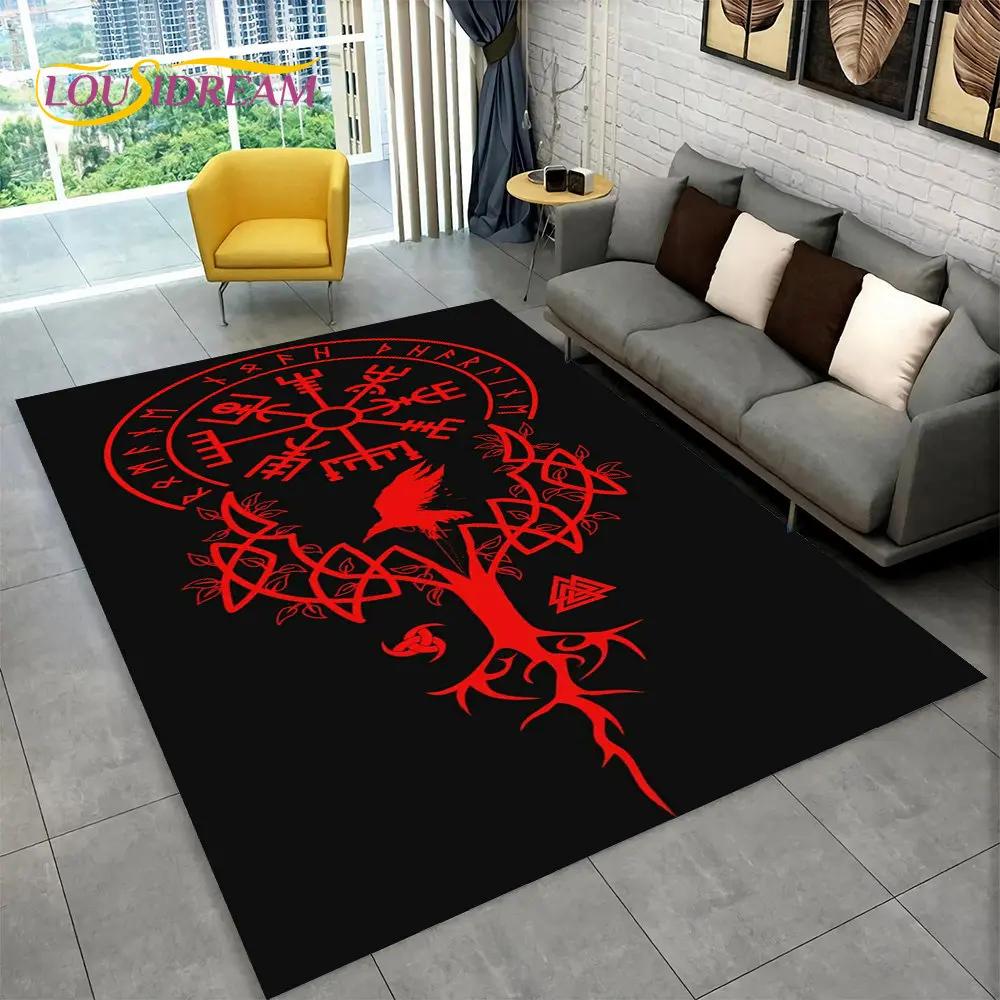 Ковер-циновка Викинг Скандинавская мифология Бог Локи Руна,Ковер для гостиной спальни дивана придверный коврик кухонный декор,Нескользящий коврик для пола