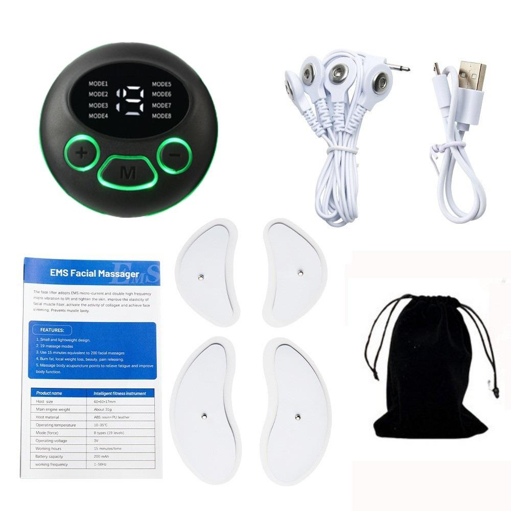 Новый трансграничный массажер для лица EMS, импульсный низкочастотный косметический инструмент в форме полумесяца, V-образный стимулятор мышц лица, подтягивающий лицо