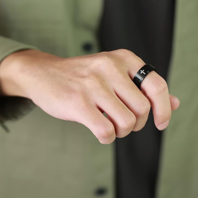 Ювелирные изделия Популярность бренд 8мм мужские кольца золото кольцо из нержавеющей стали обручальное кольцо доказательство любви ключ к счастью кольцо с крестом кольцо с крестом мода