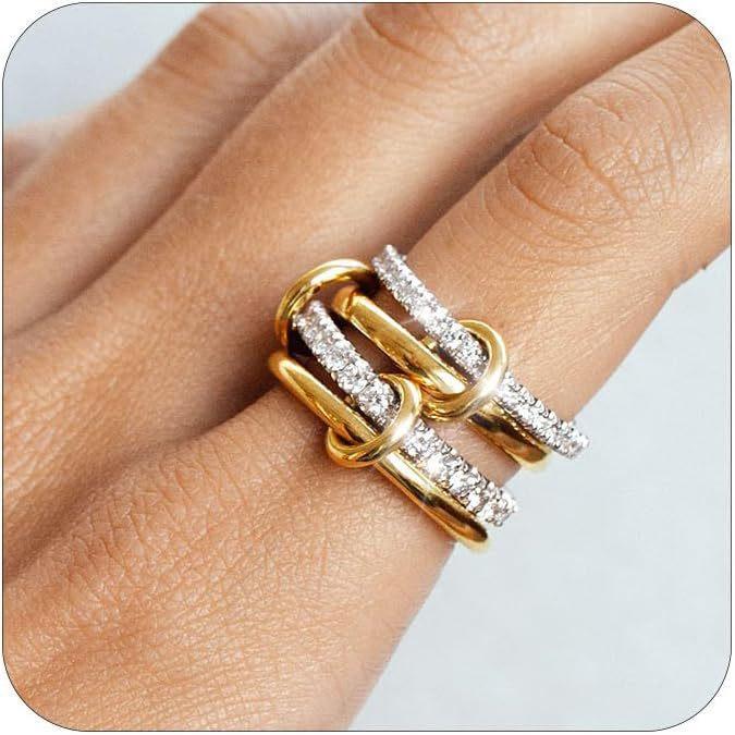 Stackable Rings for Women 3-Layer Boho Statement Ring Set Colorful Beaded Adjustable Open Ring Fashion Jewelry for Teen Girls