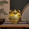 Aris & Juno Brass Treasure Bowl with Money Toad Feng Shui Statue – Chinese Wealth & Good Luck Figurine for Entryway, Home Office Desk or Shelf