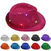 Fedora Hat Jazz Hat Cap Dance Hat Glitter Sequins Flashing LED Hat Party Costume