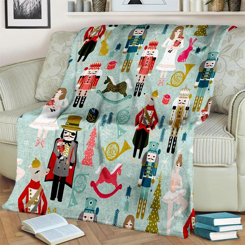 Одеяло с рисунком рождественской елки «Щелкунчик», мягкое одеяло для дома, спальни, кровати, дивана, пикника, путешествия, офиса, детское одеяло