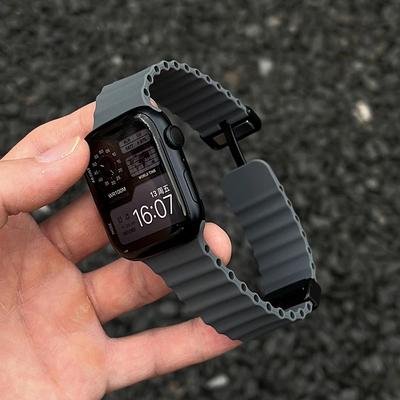 Ремешок Ocean Strap для Apple Watch S10 - силиконовый спортивный ремешок с магнитной застежкой для часов iWatch 10/9/8/7/6/5/4/3/2/1/se/Ultra/Ultra2 49 мм 46 мм 45 мм 41 мм 40 мм