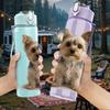 1PC Yorkshire Terrier Puppy Bust 750ml Color Plastic Sports Water Bottle Leakproof Flip Straw Lid For Sports Office Home Use