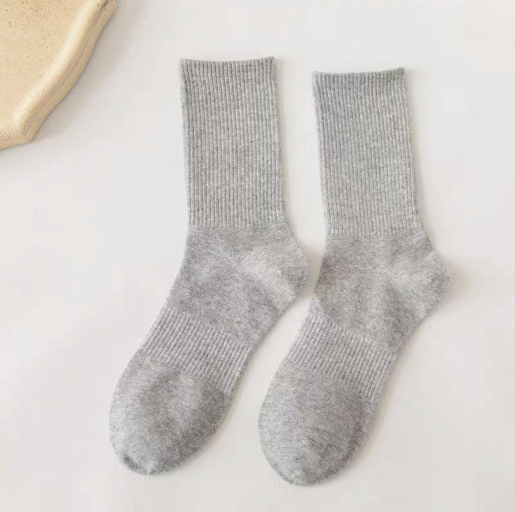 Basic Black, White And Gray Socks, Solid Color Simple Sports Cotton Socks, Comfortable And Breathable Medium Tube Socks, Stockings