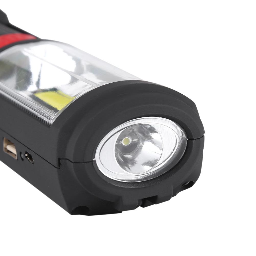 3W Rechargeable COB LED Flashlight Camping Emergency Work Light with Magnetic Stand Red