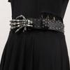 Cool Skull Wide Waistband Y2K Skeleton Fingers Belt Strap Buckle Black Rivet Belt  Couple