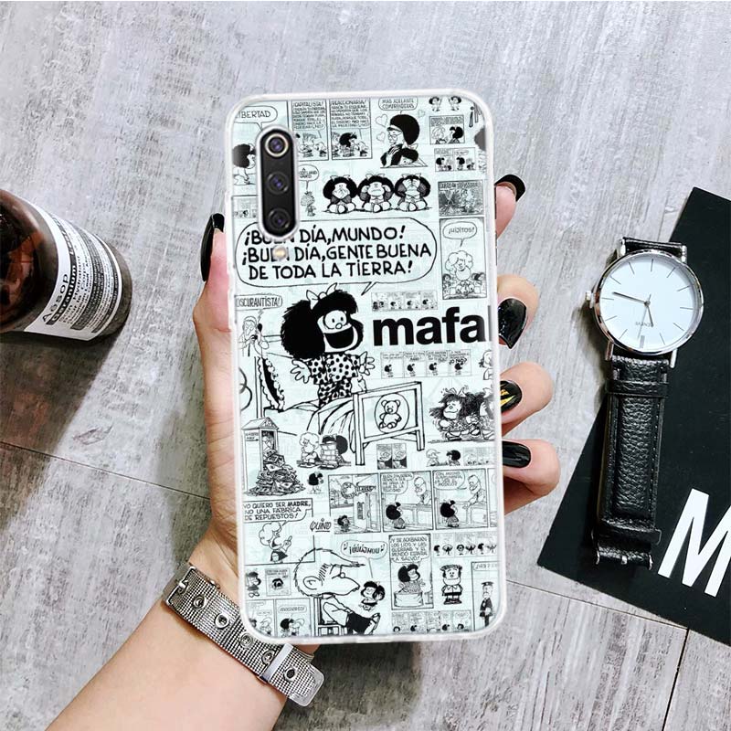 Чехол для телефона с мультяшным рисунком Мафальды для Xiaomi Redmi Note 10 9 8 11 Pro 11T 11S 10S 9S 9A 9C 9T 8T 8A 7 7A 5 Обложка с художественным узором Coque