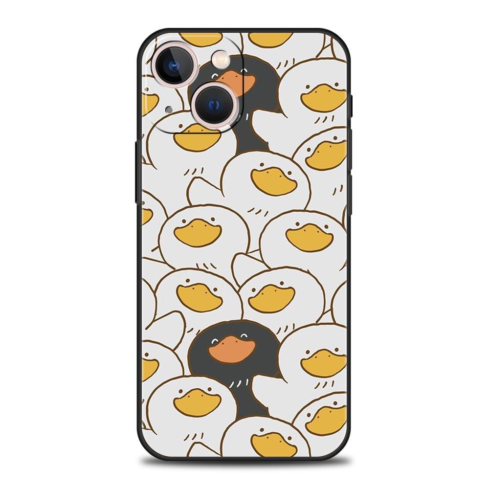 Cartoon Duck Goose Game Luxury Phone Case For iPhone 15 14 13 12 Mini 11 Pro Max XS X XR SE 7 8 Plus Soft Silicone Black Cover