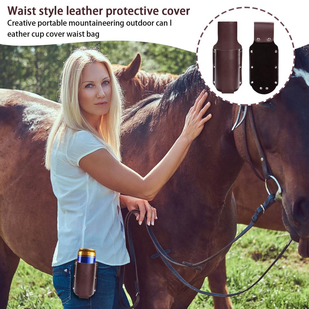 Waist-hanging Leather Beer Bottle Protective Cover Creative Portable Mountaineering Outdoor Can Leather Cup Sleeve Waist Bag