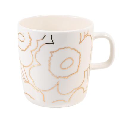 Кружка Marimekko, 400 мл, Зима 2025, Piirt Unikko White Gold, 75636 075636 120 [Параллельный импорт]