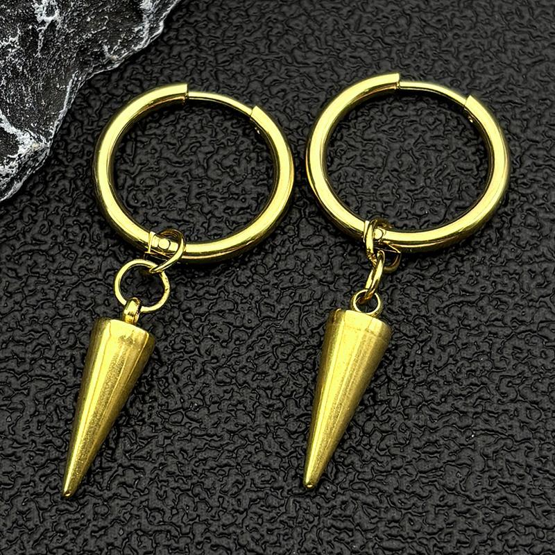 Punk Spike Rivet Hoop Earrings For Women Men Ear Studs Stainless Steel Gothic Hip Hop European and American Earring Jewelry Gift