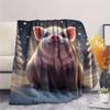 1PC Cute little animals Print Flannel Blanket, High quality Comfortable for All Seasons, Home Decor, Warmth and Comfort