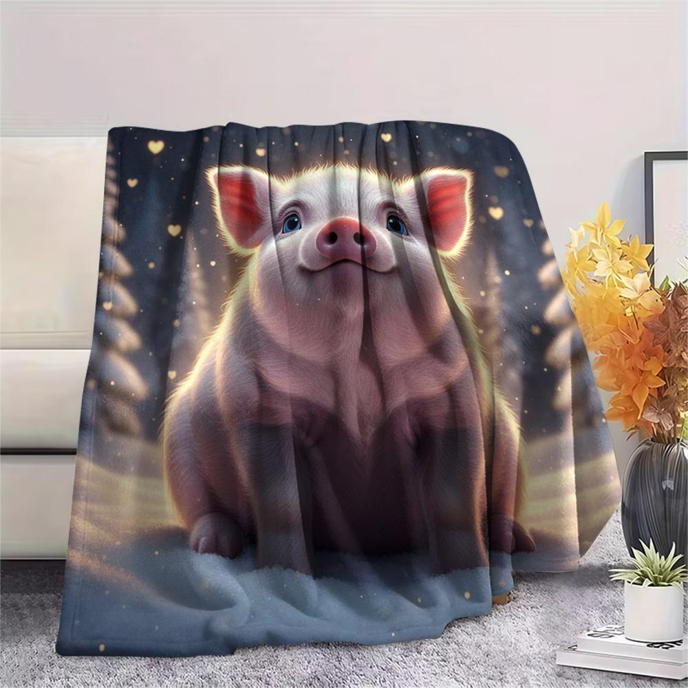 1PC Cute little animals Print Flannel Blanket, High quality Comfortable for All Seasons, Home Decor, Warmth and Comfort