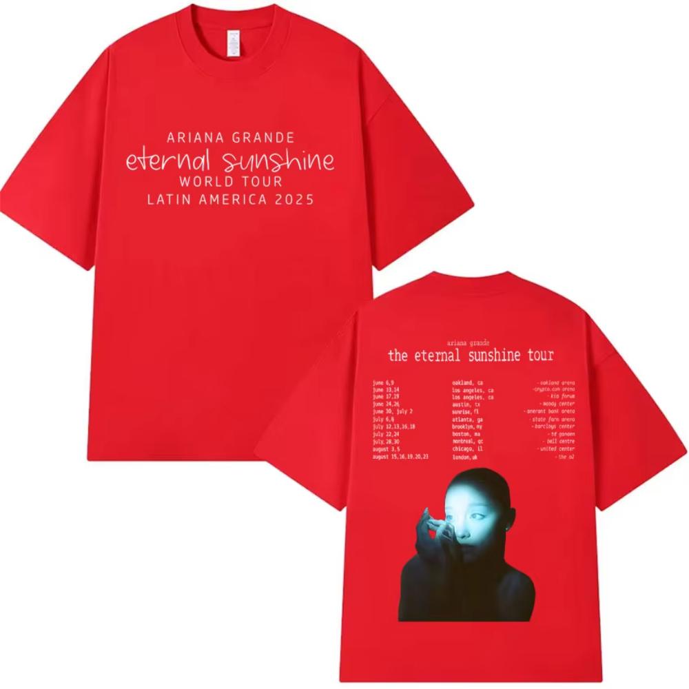 Мужская Женская Ariana Grande The Eternal Sunshine Tour Двусторонний Принт Футболка с Круглым Вырезом Готический Уличный Стиль Харадзюку Свободная Одежда