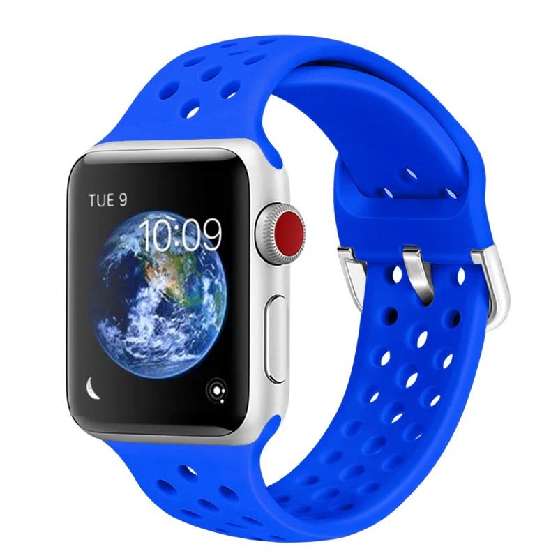 Силиконовый ремешок для Apple Watch Band 45мм 44мм 41мм 42мм 46мм Ultra 2 49мм Спортивный дышащий ремень iWatch 10 9 8 7 6 5 4 SE Correa