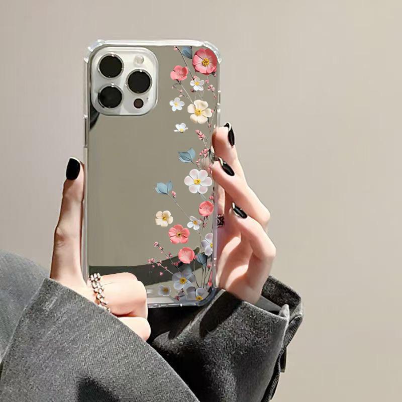Милые Цветы Зеркало Акриловый Мягкий Чехол Для Телефона Для iPhone 17 Pro Max 16 15 14 13 12 11 Pro 17 Air XS X XR 7 8 Plus Защитный Чехол