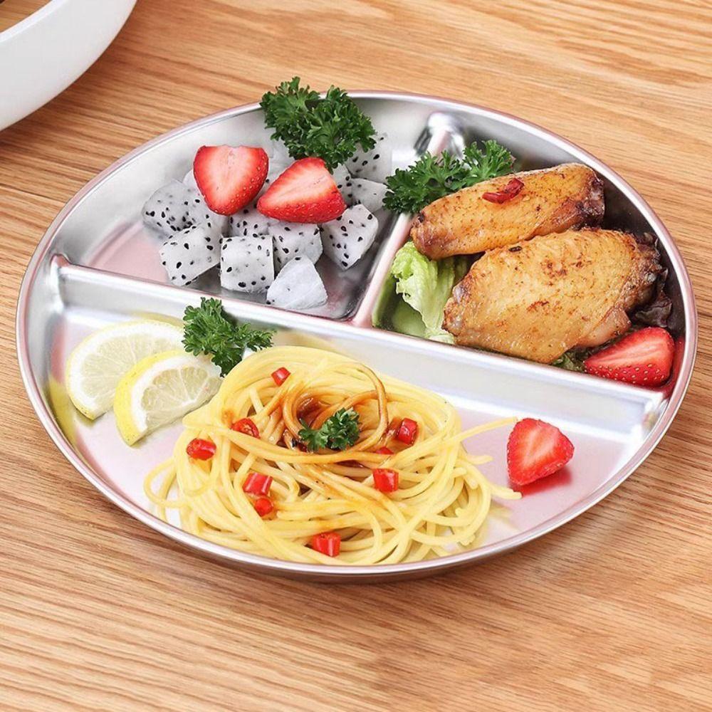 Reusable Divided Dinner Plates Unbreakable 3 Compartment Food Tray Portion Control Plate  Lunch