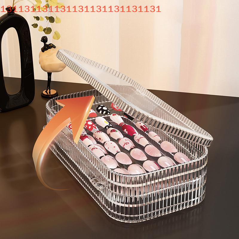 Transparent Plastic Three-Fold Press-On Nail Display Rack Storage Box Organizer for False Nails