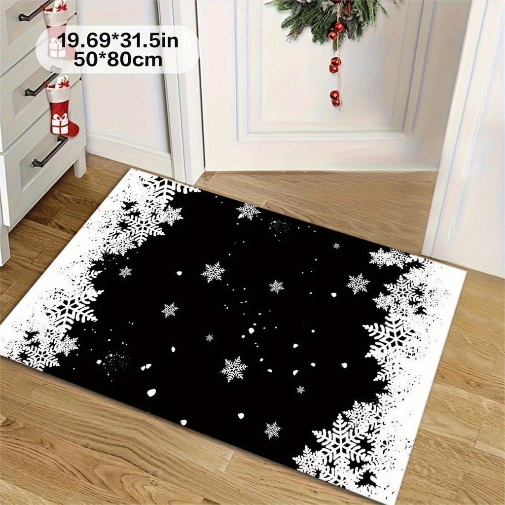 1 шт. Коврик для пола с узором снежинки Современный кухонный полиэстеровый ковер Противоскользящий красочный ковер для помещений, Для дома ванной спальни гостиной декора