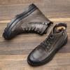 Leather Men'S Casual Martin Boots Fleece Tooling Boots Top Cowhide Single Boots