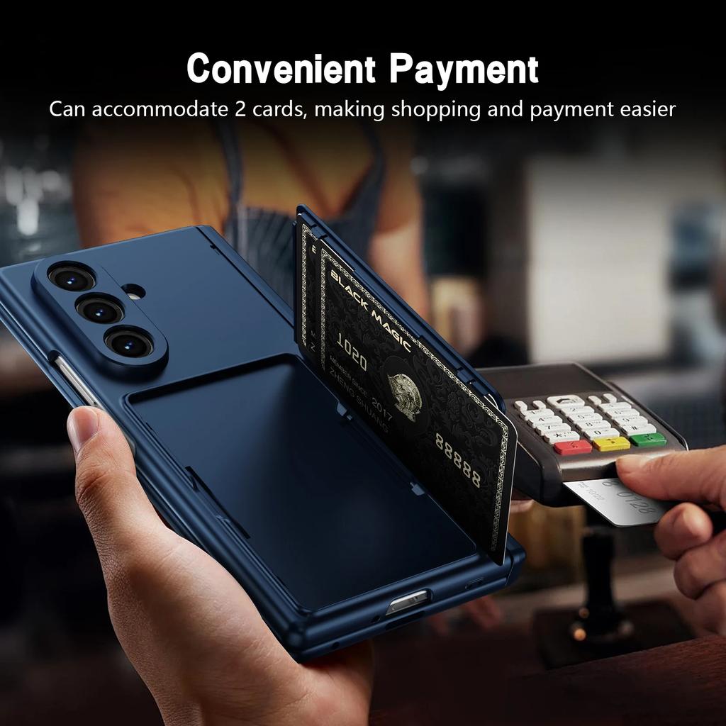 Luxury Business Pen Slot Card Holder Film Integrated Case for Samsung Z Fold 8 Ultra 7 6 5 Tempered Glass Handwriting Pen Cover