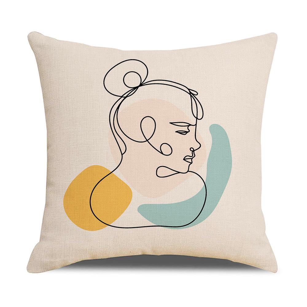 Modern Simple Geometric Abstract Illustration Linen Pillow Cover New Home Sofa Cushion Cover Cushion Cover
