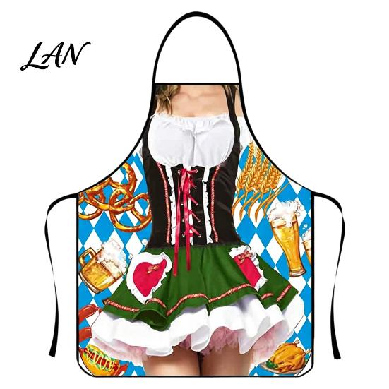 Creative Spoof Aprons for Cooking Funny Bavarian Beer Festival Apron, 3D Digital Print Polyester Kitchen Bib, Personalized Gag Adults Oktoberfest