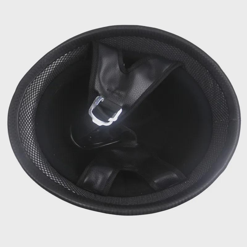 ZR-307 Черный кожаный ретро мотоциклетный полушлем M35