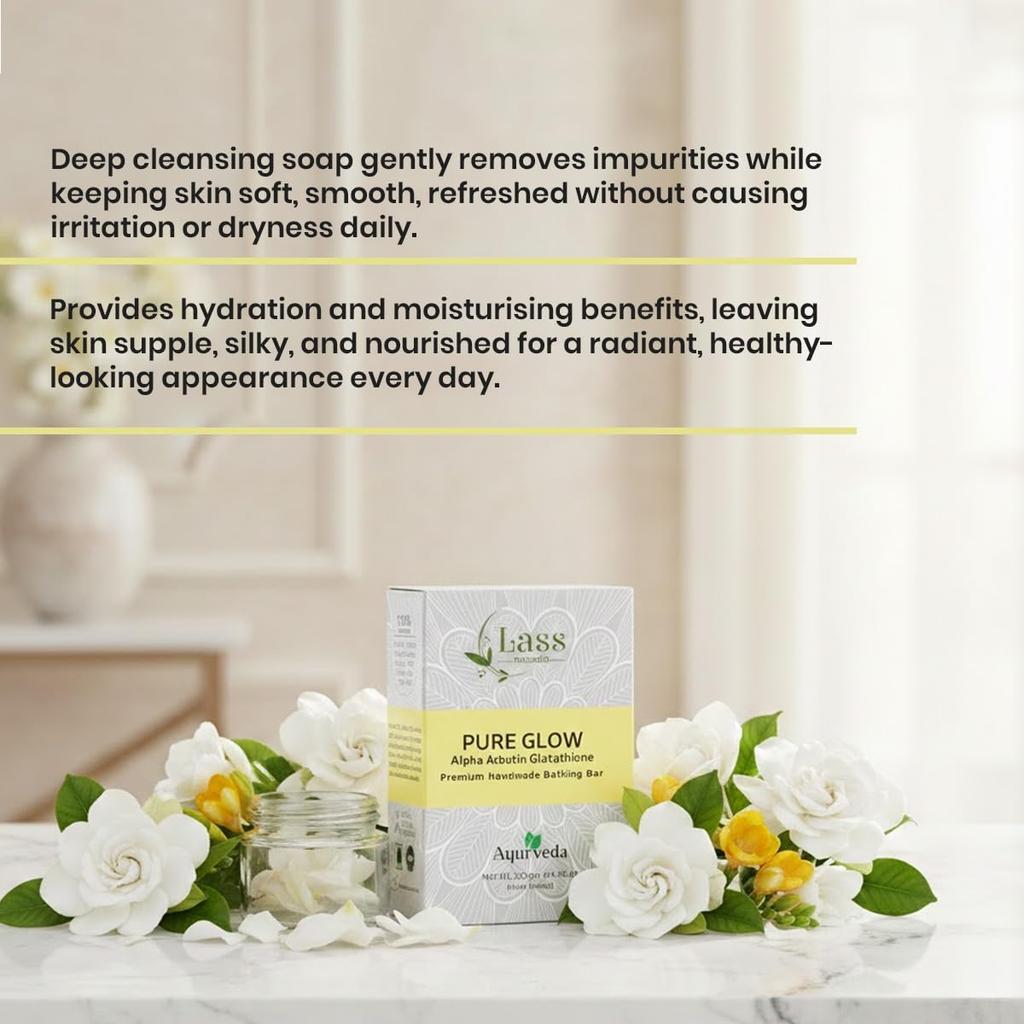 Отшелушивающее мыло Pure Glow с альфа-арбутином и глутатионом для пигментации и темных пятен | Удаление загара, осветление подмышек | Выравнивает тон кожи, pH B