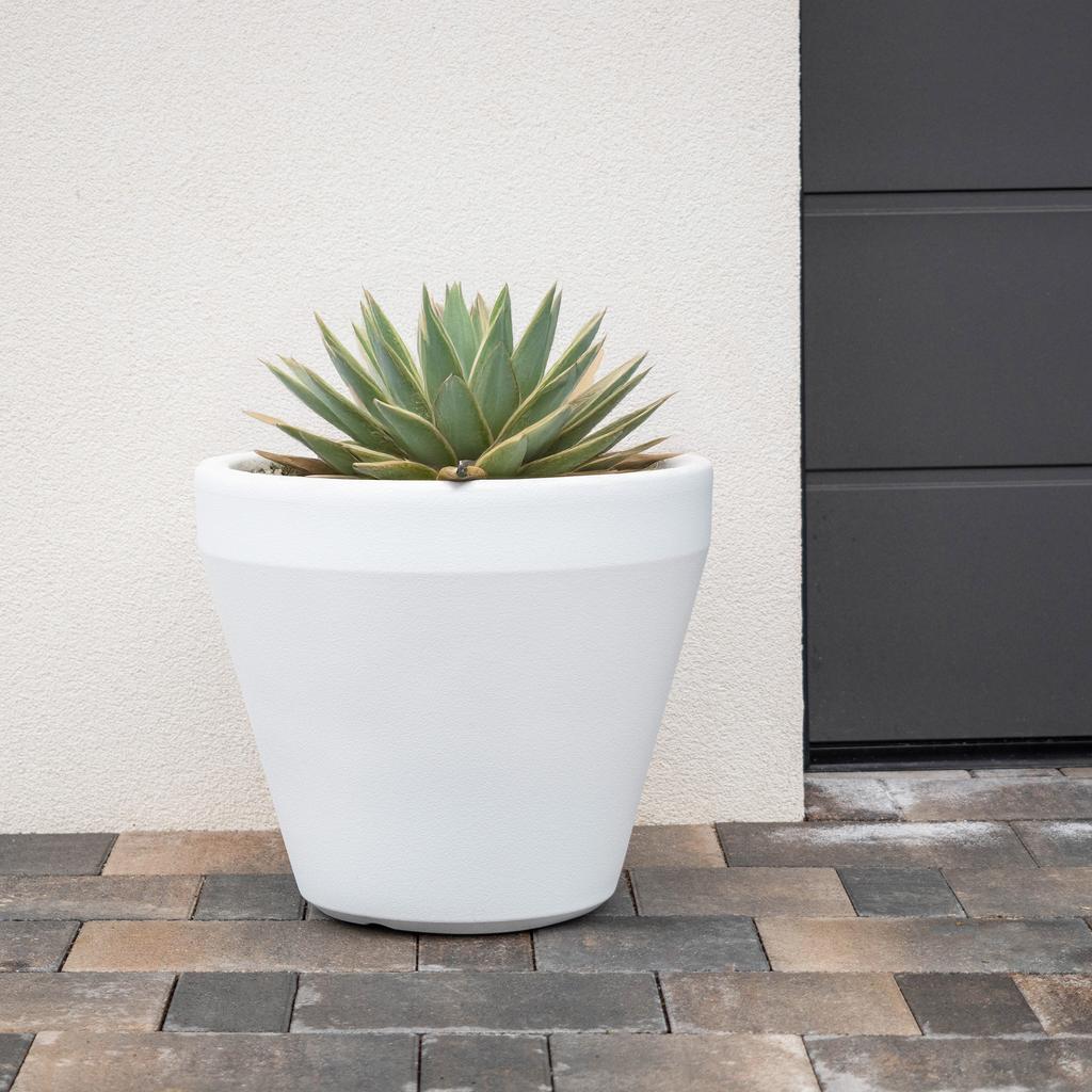 KADAX Doniczka Donica Duża Osłonka Na Kwiaty 39cm Okrągła Ogrodowa Kwietnik Biała