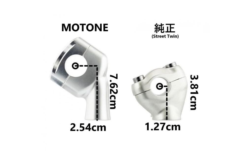 Motone Handlebar Risers, 22mm, Black, for StreetTwin, SpeedTwin 900, MTE040