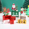 Wooden Christmas Countdown Calendar Santa Claus Snowman DIY for Tabletop Ornaments Festive Holiday Home Decor Xmas Gifts for Kid