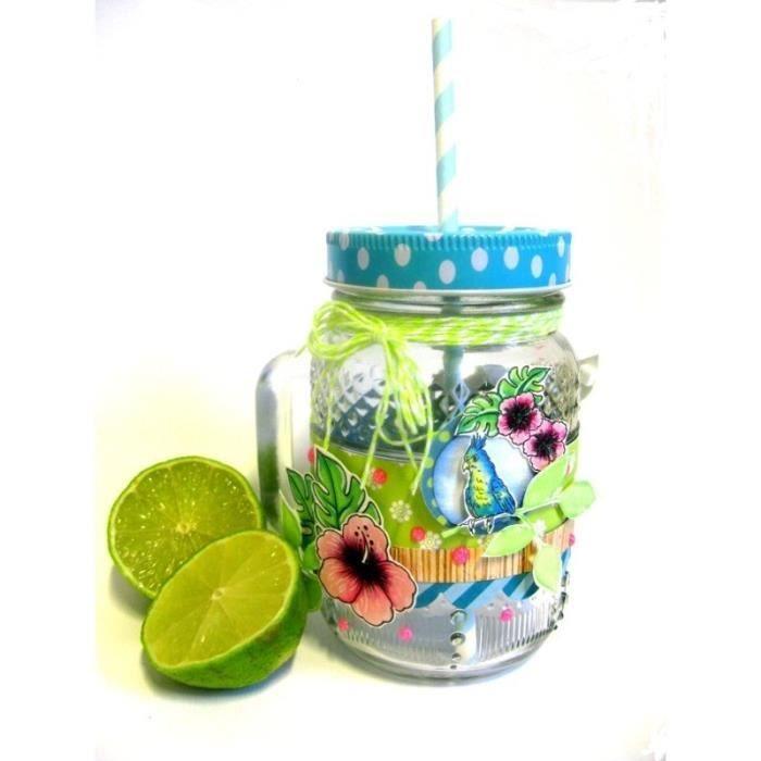 Bocal en verre - Graine Créative - Mes P'tits Bocaux Créatifs - 473 ml - Poignée - Motifs arabesques