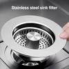 Stainless Steel Kitchen Sink Filter 3-in-1 Design Odor Blocking Anti-Clog Universal Fit Fruit Vegetable Sink Strainer